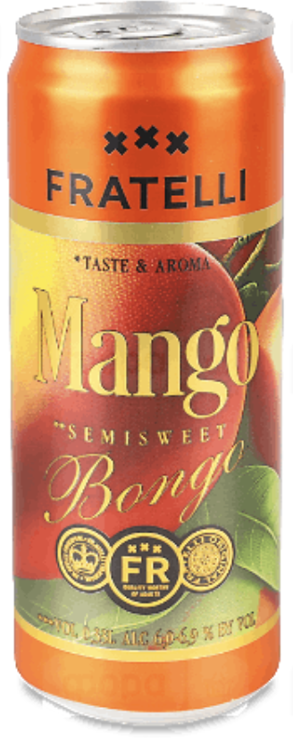 Напій вин. ігр. Fratelli Mango Bongo н/сол. білий 6.9% 0.33 л з/б